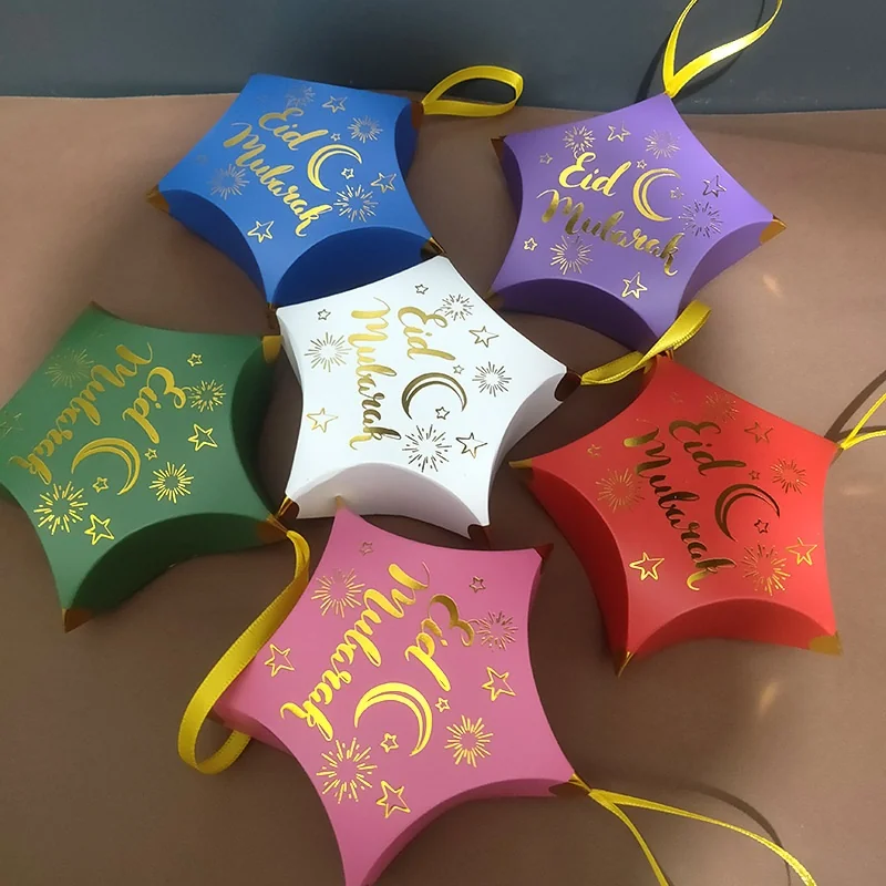 Eid Star Shape gift box includes Ribbon 6ct 12x12x4cm wholesale SKU 653278