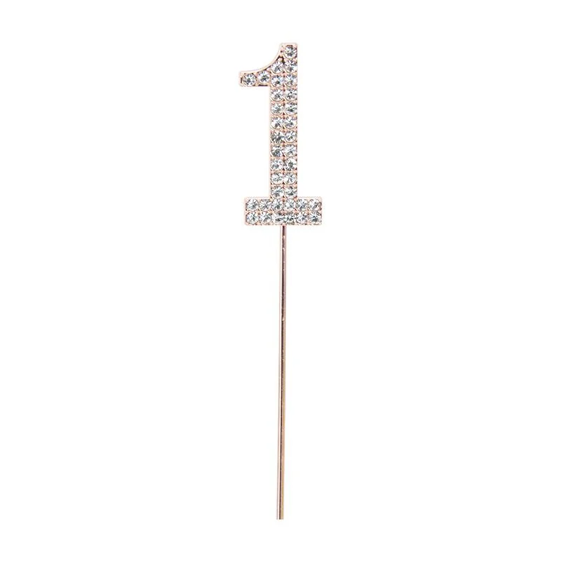 Cake Toppe Rose gold 1 Topper rosegold stick number 1pcs