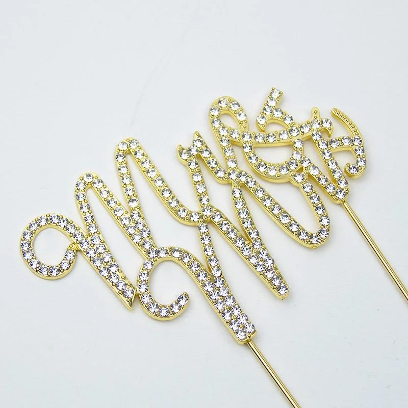 Mr &Mrs cake topper-Gold MISS 1pcs photo 4