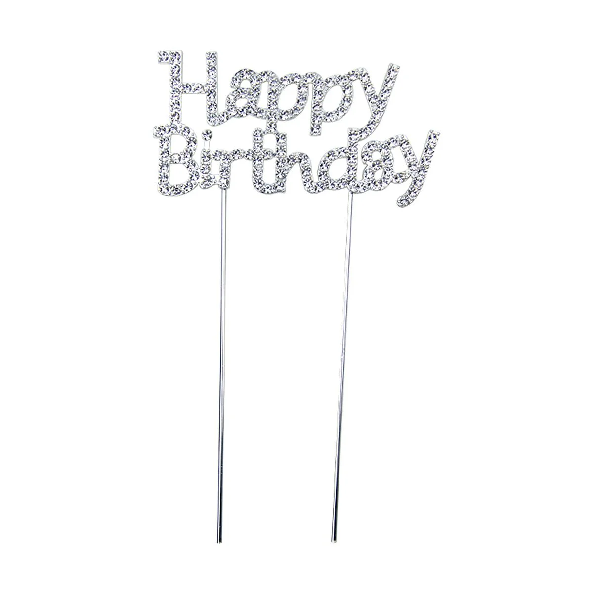 Happy Birthday Cake Topper-silver 1pcs photo 1