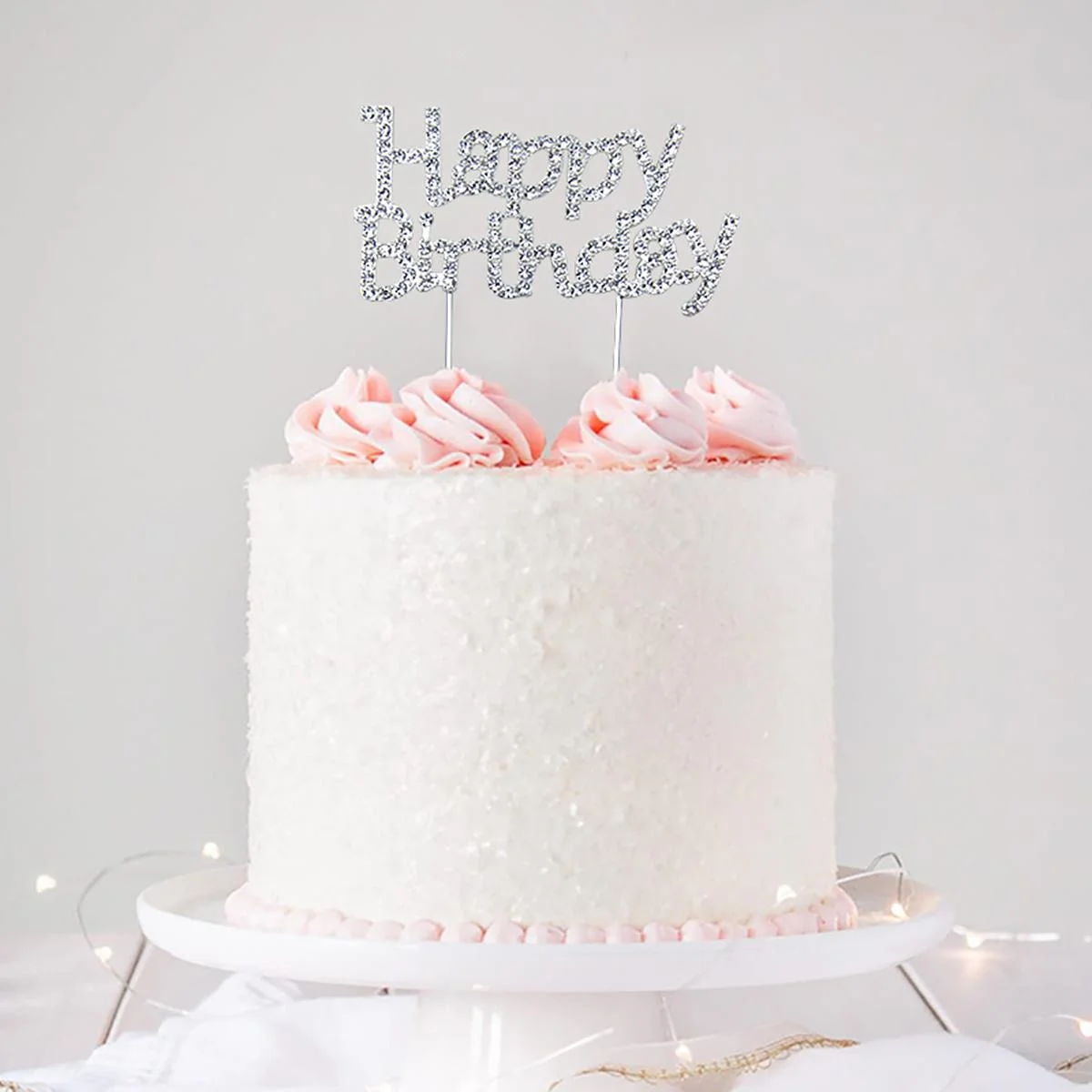 Happy Birthday Cake Topper-silver 1pcs photo 3
