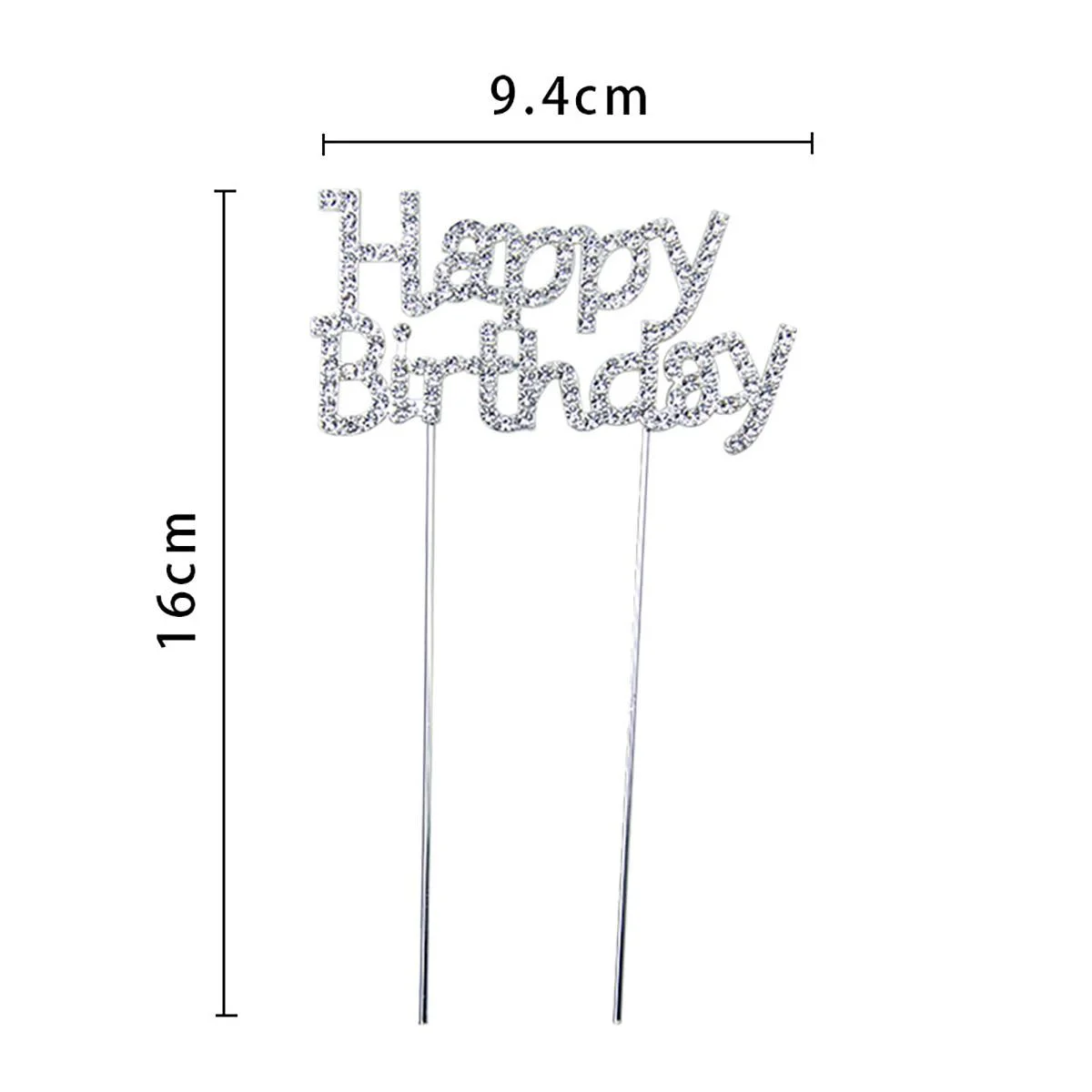 Happy Birthday Cake Topper-silver 1pcs photo 4
