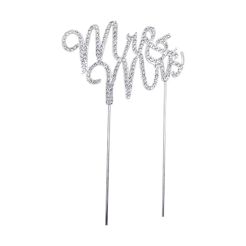 Mr &Mrs cake topper-SilverMISS 1pcs