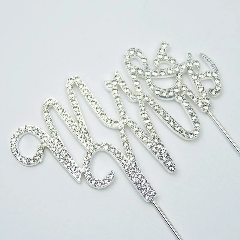 Mr &Mrs cake topper-SilverMISS 1pcs photo 3