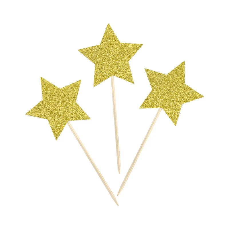 Gold glitter Star picks 20 stick 20pcs