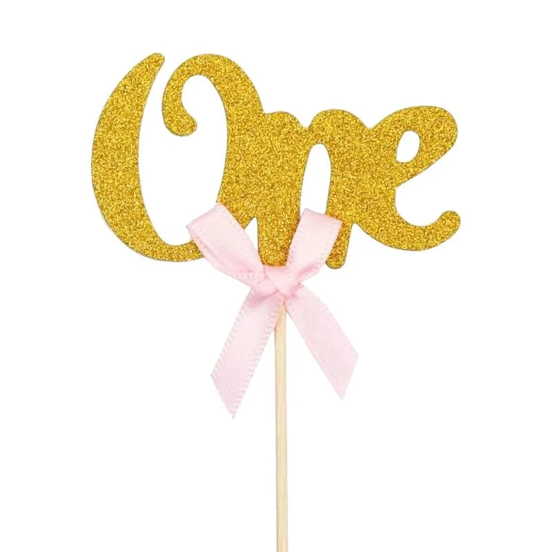 ONE10 ONE birthday cupcake picks gold 10PCS 10pcs photo 2