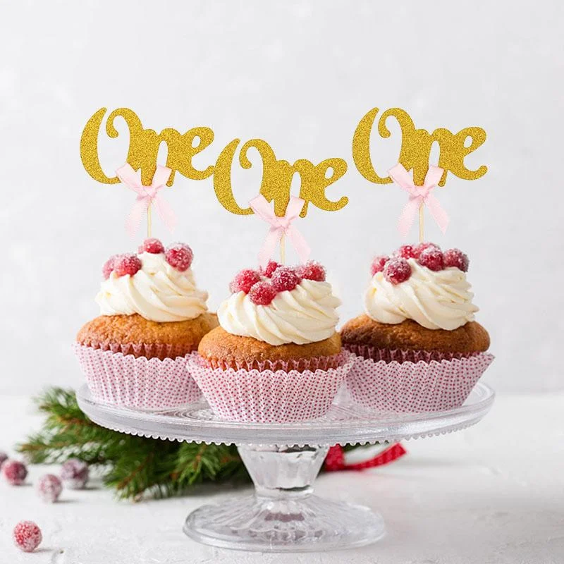 ONE10 ONE birthday cupcake picks gold 10PCS 10pcs photo 3