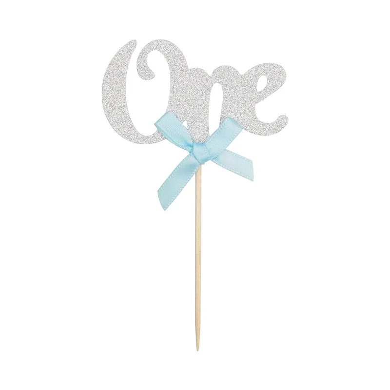 ONE10 ONE birthday cupcake picks silver 10PCS 10pcs