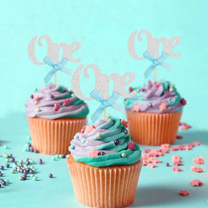 ONE10 ONE birthday cupcake picks silver 10PCS 10pcs photo 2