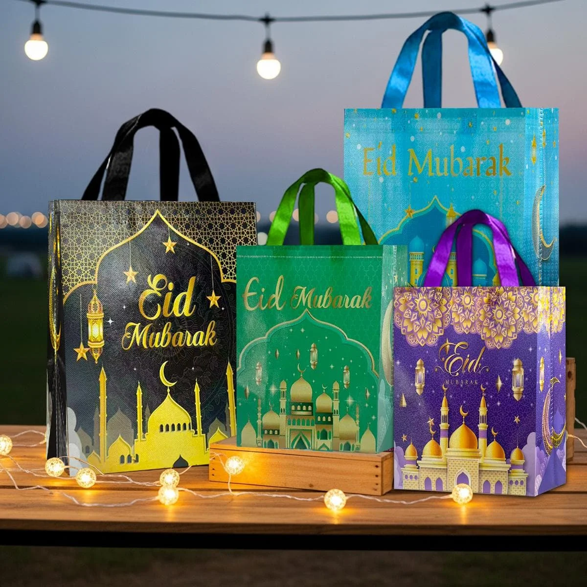 Ramadan Gift Bags - 4pcs
5015 Series, 1 of each of the four colors: Black (large), Blue (large), Green (small), Purple (small) photo 3