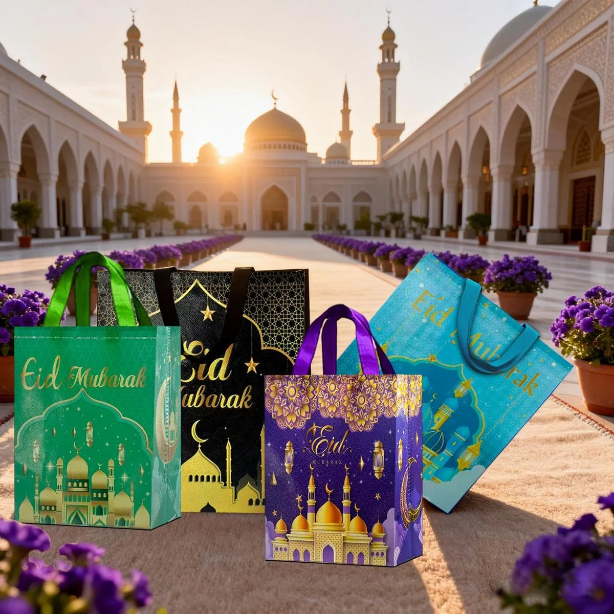 Ramadan Gift Bags - 4pcs
5015 Series, 1 of each of the four colors: Black (large), Blue (large), Green (small), Purple (small) photo 4